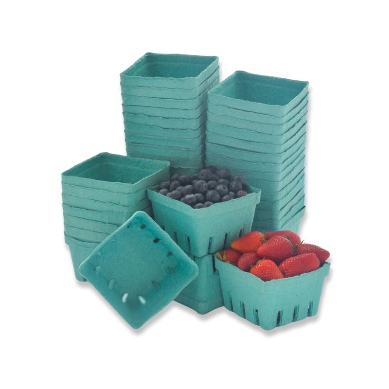 JA Kitchens Kitchens Green Molded Pulp Fiber Berry/Produce Vented 1 Pint Basket 40 Pieces - Image 1